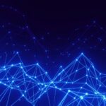 Blue glowing lines over a dark background