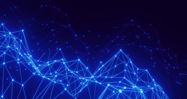 Blue glowing lines over a dark background